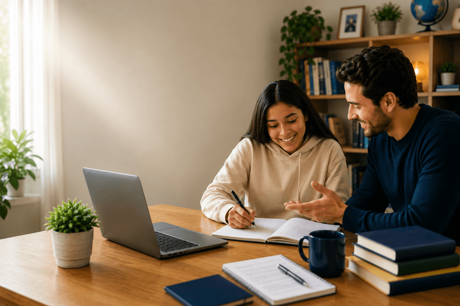 A learner and tutor focused together during an online tutoring session